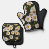 Gebied van Daisies Pothouder & Oven Mitt Ovenwant & Pannenlap Set (Voorkant / Achterkant)