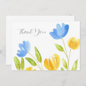 Gebied van de Gele Blauwe Bloemen Bedankkaart (Voorkant / Achterkant)