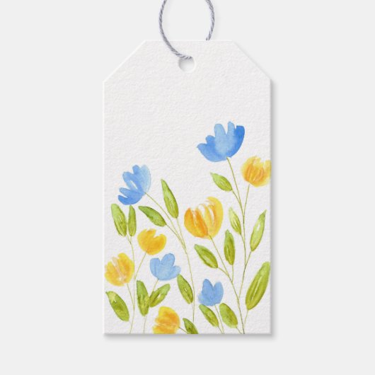 Gebied van de Gele Blauwe Bloemen Cadeaulabel (Voorkant)