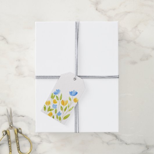 Gebied van de Gele Blauwe Bloemen Cadeaulabel (Met Touw)