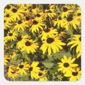 Gebied van de gele wilde bloemen vierkante sticker (Voorkant)