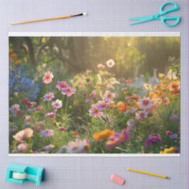Gebied van de lentebloemen decoupage tissuepapier