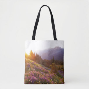 Gebied van de lupine- en Olympisch gebergte op Tote Bag