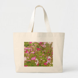 Gebied van de roze bloemen grote tote bag