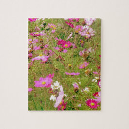 Gebied van de roze bloemen legpuzzel
