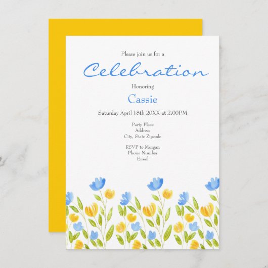 Gebied van de uitnodiging van de Gele Blauwe Bloem (Voorkant / Achterkant)