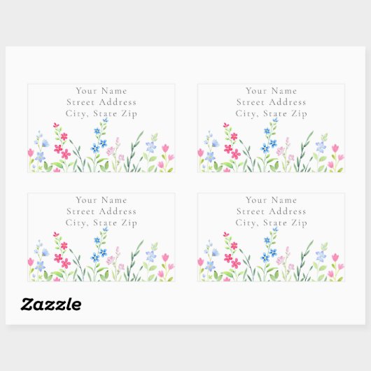 Gebied van gemengde Waterverf Wildbloemen Labels (Vel)