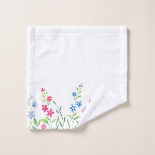 Gebied van gemengde Waterverf wilde bloemen Bad Handdoek (Wasdoekje)