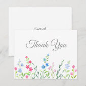 Gebied van gemengde Waterverf wilde bloemen Bedankkaart (Voorkant / Achterkant)
