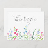 Gebied van gemengde Waterverf wilde bloemen Bedankkaart (Voorkant / Achterkant)