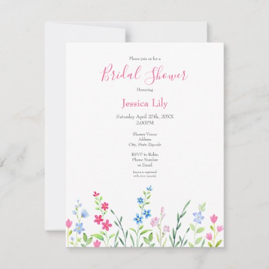 Gebied van gemengde Waterverf wilde bloemen Kaart (Voorkant)