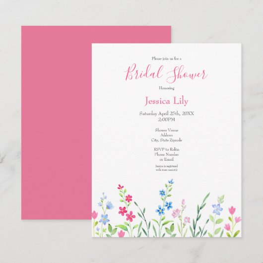 Gebied van gemengde Waterverf wilde bloemen Kaart (Voorkant / Achterkant)