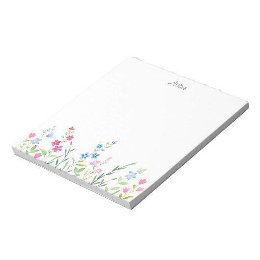 Gebied van gemengde Waterverf wilde bloemen Notitieblok (Linkerzijde)