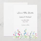 Gebied van gemengde Waterverf wilde bloemen Save The Date (Voorkant / Achterkant)