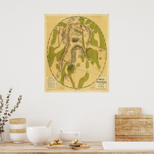 Gebied van Gettysburg 1 juli 2012 en 3 juli 1863 Poster (Keuken)