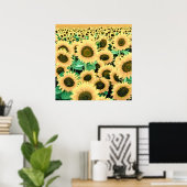 Gebied van Gouden Gele Zonnebloemen Poster (Thuiskantoor)