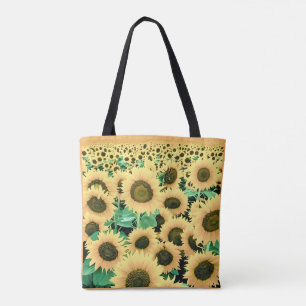 Gebied van Gouden Gele Zonnebloemen Tote Bag