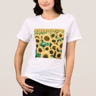 Gebied van Gouden Gele Zonnebloemen Tri-Blend Shirt