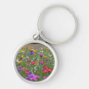 Gebied van kleurrijke bloemen sleutelhanger