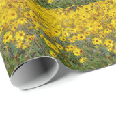 Gebied van klevende gele bloemen cadeaupapier (Rol Hoek)