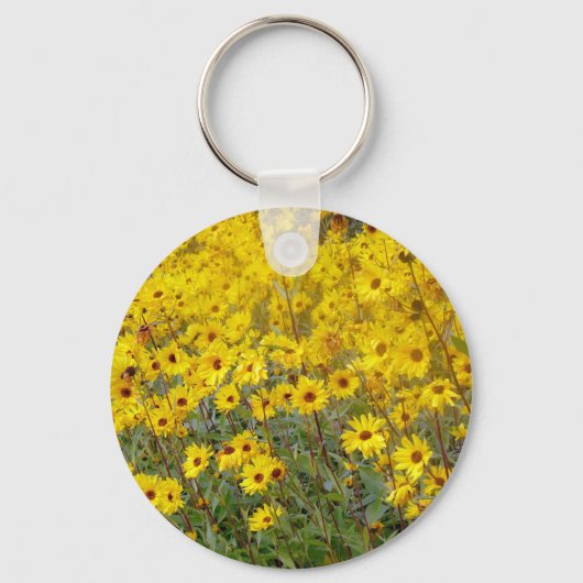 Gebied van klevende gele bloemen sleutelhanger (Voorkant)