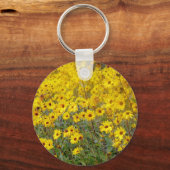 Gebied van klevende gele bloemen sleutelhanger (Voorkant)