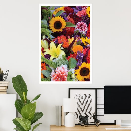 Gebied van Multicolored Flowers, Poster (Thuiskantoor)