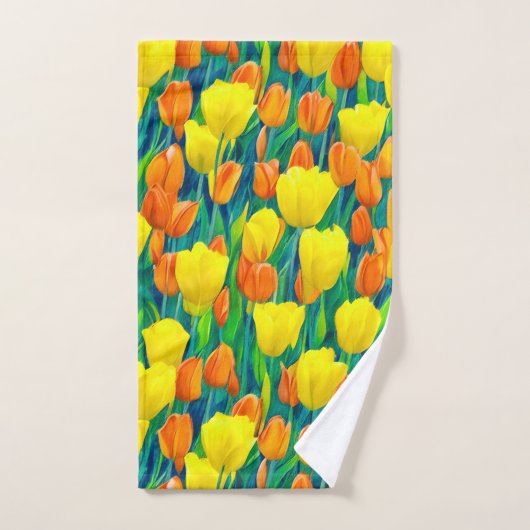 Gebied van Oranje en gele Tulpen Bad Handdoek (Handdoek)