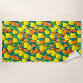 Gebied van Oranje en gele Tulpen Strandlaken (Voorkant)