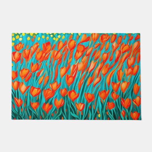 Gebied van oranje tulpen deurmat (Voorkant)