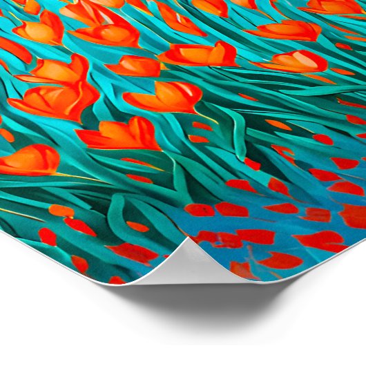 Gebied van oranje tulpen poster (Hoek)