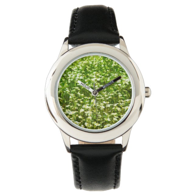 Gebied van Oxeye Daisies Abstract Impressionisme Horloge (Voorkant)