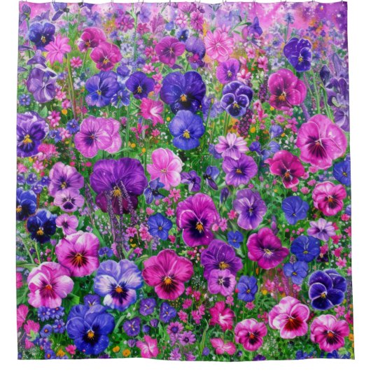 Gebied van Pansies Douchegordijn (Voorkant)