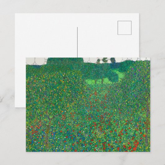 Gebied van papavers door After Gustav Klimt Feestdagenkaart (Voorkant / Achterkant)