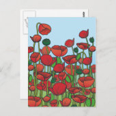 Gebied van rode papaverbloemen briefkaart (Voorkant / Achterkant)