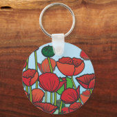 Gebied van rode papaverbloemen sleutelhanger (Voorkant)