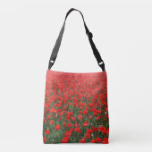 Gebied van rode papavers crossbody tas (Achterkant)