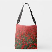 Gebied van rode papavers crossbody tas (Voorkant)