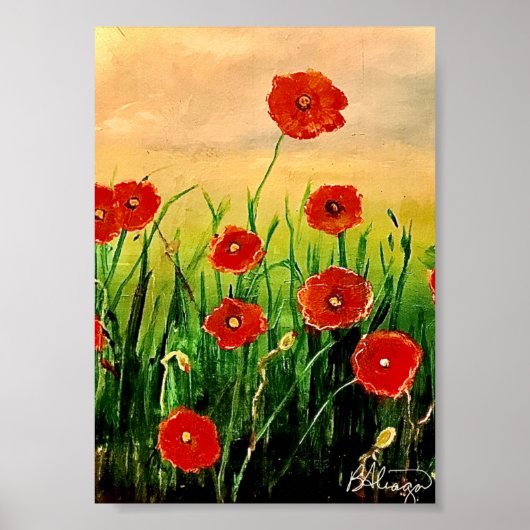 Gebied van rode papavers poster (Voorkant)