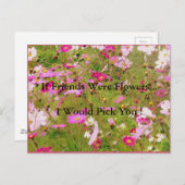 Gebied van roze bloemen vriendschap briefkaart (Voorkant / Achterkant)