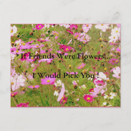 Gebied van roze bloemen vriendschap briefkaart