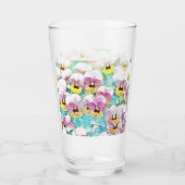 Gebied van roze, gele en witte pansies glas (Achterkant)