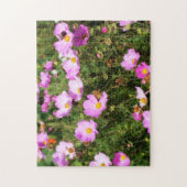 Gebied van roze kosmos - bloem - orton - effect legpuzzel (Verticaal)