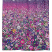 Gebied van Roze & Paarse Wildflower Douchegordijn (Voorkant)