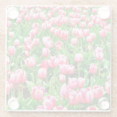 Gebied van roze Tulpen Glazen Onderzetter (Achterkant)