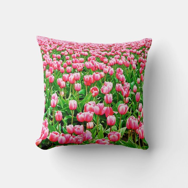 Gebied van roze Tulpen Kussen (Voorkant)