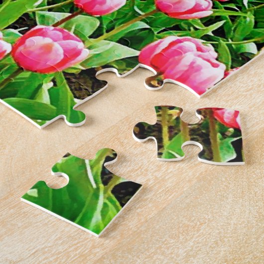 Gebied van roze Tulpen Legpuzzel (Zijkant)
