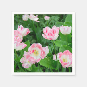 Gebied van roze tulpen servet
