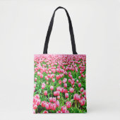 Gebied van roze Tulpen Tote Bag (Voorkant)