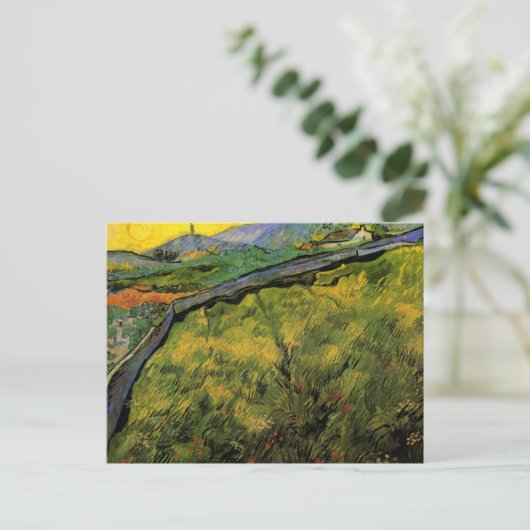 Gebied van Spring Wheat, zon door Vincent van Gogh Briefkaart (Staand voorkant)
